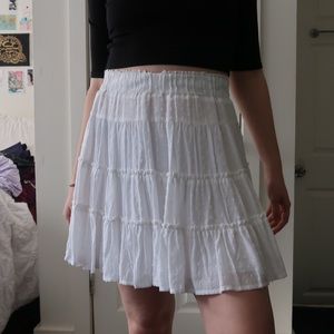 LOFT Flowy White Tiered Miniskirt NWOT